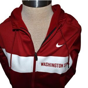Nike Hoodie WSU Washington State Cougars Crimson and White Size M Full Zip